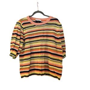 Eloquii Elements Striped Spring Knit Puff Sleeve Sweater Womens Sz 22/24